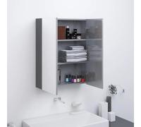 Owoxanthellate Armadietto a specchio da bagno, 60 x 15 x 75 cm, grigio lucido, design moderno, con parte anteriore in vetro, 3 scomparti, portata 20 kg, ideale per piccoli bagni e WC degli ospiti