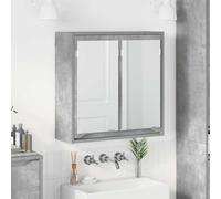 Owoxanthellate Armadietto a specchio da bagno, in cemento grigio, 60 x 20 x 60 cm, in legno dal design moderno, con 2 ante in vetro e scaffali, montaggio a parete, salvaspazio, per piccoli bagni
