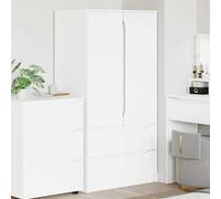 Owoxanthellate Armadietto da bagno bianco 79,5 x 49 x 156 cm, materiale in legno con 2 ante e cassetti, mobili da bagno moderni, robusto armadio alto con ampio spazio per WC degli ospiti e piccoli