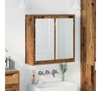 Owoxanthellate Armadietto da bagno con specchio in legno anticato, 60 x 20 x 60 cm, in legno, design moderno con specchio piatto e 2 ante, salvaspazio, per piccoli bagni, corridoio e WC degli ospiti