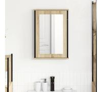 Owoxanthellate Armadietto da bagno con specchio marrone, 42 x 12 x 60 cm, materiale in legno, durevole e moderno, per piccoli bagni, servizi igienici per gli ospiti e aree benessere minimaliste