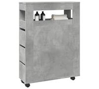 Owoxanthellate Armadietto da bagno sottile, grigio cemento, 65 x 23 x 90 cm, con ruote, materiale in legno, facile da spostare per bagno, cucina, corridoio