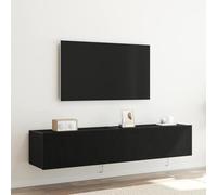 Owoxanthellate Armadietto da parete per TV, in rovere nero, 80 x 35 x 31 cm, con illuminazione a LED, moderna credenza, montaggio a parete, in legno, per piccolo soggiorno, camera da letto