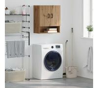 Owoxanthellate Armadietto in legno di quercia Artisan, 60 x 31 x 70 cm, design moderno, con 2 ripiani e 3 scomparti, montaggio a parete, salvaspazio, per bagno, camera da letto, corridoio