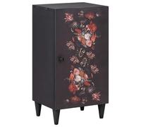 Owoxanthellate Armadietto in legno massiccio di mango, 40 x 33,5 x 75 cm, comò multicolore con porta, piccolo armadio multimediale con motivo floreale, armadio decorativo in legno per soggiorno