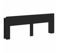 Owoxanthellate Armadietto per testiera con contenitore, nero, moderno organizer per testiera da letto, in legno, a forma di U e libreria per camera da letto, 215 x 18,5 x 80 cm
