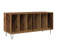 Owoxanthellate Armadietto per vinili, effetto legno anticato, 100 x 38 x 48 cm, scaffale LP in legno con gambe in acciaio, contenitore in vinile con 6 scomparti, credenza per soggiorno