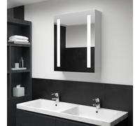 Owoxanthellate Armadio a specchio a LED, 50 x 13 x 70 cm, bianco, in MDF con 2 strisce luminose, design moderno, luce soffusa per bagno, ospiti, WC