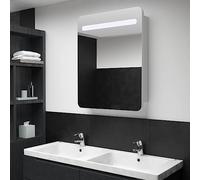 Owoxanthellate Armadio a specchio a LED, 60 x 11 x 80 cm, bianco, con 2 ripiani in vetro, moderno con luce soffusa e porta di ricarica USB, salvaspazio, per piccoli bagni e WC degli ospiti
