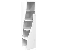 Owoxanthellate Armadio angolare bianco lucido, 32 x 32 x 140 cm, moderno scaffale angolare in legno con 5 ripiani, salvaspazio, per soggiorno e ufficio