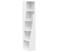 Owoxanthellate Armadio angolare bianco lucido, altezza 140 cm, scaffale angolare sottile in legno con 5 ripiani, scaffale salvaspazio per soggiorno, corridoio e ufficio, 27,5 x 27 x 140 cm
