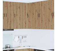 Owoxanthellate Armadio angolare da parete in legno di quercia Artisan, 57 x 57 x 100 cm, design moderno, con 3 ripiani e 2 ante, per cucina, soggiorno, ufficio