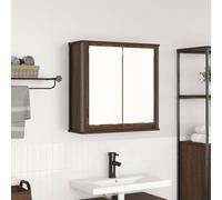 Owoxanthellate Armadio da bagno con specchio, 60 x 21 x 60 cm, marrone, quercia, truciolare, acciaio, 2 lembi montabili a sinistra/destra, piccolo bagno per gli ospiti
