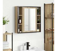 Owoxanthellate Armadio da bagno con specchio beige, 60 x 16 x 60 cm, in legno, design moderno con ripiano e specchio, resistente tolleranza all'umidità per piccoli bagni e WC degli ospiti