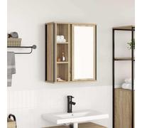 Owoxanthellate Armadio da bagno con specchio in rovere Sonoma, 50 x 21 x 60 cm, salvaspazio, per piccoli bagni, flessibile