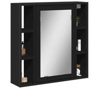 Owoxanthellate Armadio da bagno con specchio nero, 60 x 16 x 60 cm, in legno con parte anteriore in vetro, design moderno da parete, salvaspazio, per piccoli bagni, WC ospiti e corridoi stretti