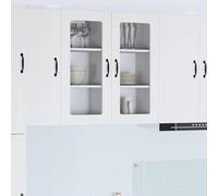 Owoxanthellate Armadio da cucina bianco, set da 2 pezzi, 40 x 31 x 80 cm, in legno dal design moderno, con 4 ante e 6 ripiani, robusto e durevole, per cucina, sala da pranzo, ufficio e corridoio