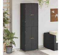Owoxanthellate Armadio da giardino nero, 59 x 40 x 180 cm, in polyrattan, resistente alle intemperie, con manici in legno di acacia, robusto telaio in acciaio, 4 scomparti, molto spazio per balcone