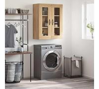 Owoxanthellate Armadio da parete in legno di rovere Sonoma, 69,5 x 34 x 90 cm, con 3 ante e maniglie in metallo, moderno pensile per soggiorno, camera da letto, ufficio, corridoio