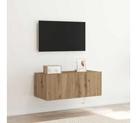 Owoxanthellate Armadio da parete per TV, in legno di quercia, 80 x 35 x 31 cm, con LED, per montaggio a parete, design moderno, robusto e durevole, per soggiorno, camera da letto, corridoio