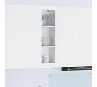 Owoxanthellate Armadio pensile Riga, bianco, moderno, da cucina, 40 x 31 x 100 cm, in legno da parete con robusta porta a cerniera, resistente, multiuso per cucina, bagno e corridoio