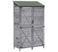 Owoxanthellate Capanno da giardino grigio, 106 x 56 x 176,5 cm, in legno | Armadio compatto per attrezzi in legno grigio con porta di ventilazione e tetto in asfalto per ordine in giardino o sulla