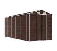 Owoxanthellate Capanno da giardino in metallo, 191 x 470 x 198 cm, marrone | Spazio per attrezzi da giardino: dotato di 4 aperture di ventilazione, pratiche maniglie per porta e tetto a ponte per un