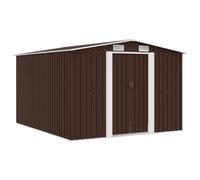 Owoxanthellate Capanno da giardino in metallo, marrone, 257 x 298 x 178 cm | Stabile capanno da giardino in acciaio zincato per tosaerba e attrezzi da giardino in giardino o cortile con porta scorrevole
