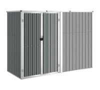 Owoxanthellate Capanno per attrezzi in metallo, grigio, 225 x 89 x 161 cm | Robusto capanno da giardino con tetto a ponte e maniglia per tenere in ordine il giardino, il cortile e la terrazza.
