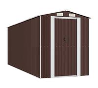 Owoxanthellate Capanno per attrezzi, marrone scuro, 192 x 523 x 223 cm, in | Spaziosa casetta in metallo per il giardino con porta scorrevole e ventilazione per riporre in modo sicuro il tosaerba