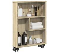 Owoxanthellate Carrello sottile Sonoma Rovere 48 x 13 x 68 cm in Legno con Ruote Moderno Mensola Bagno Cucina Corridoio