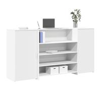 Owoxanthellate Cassette di ricevimento bianche 200 x 50 x 103,5 cm in legno con casse e armadi di immagazzinaggio, design discreto, robusto bancone da ufficio per ufficio, pratica, salone