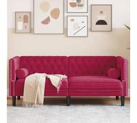 Owoxanthellate Chesterfield - Divano in velluto a 2 posti, 174 cm, con rotelle per il collo, con bottoni e gambe in legno, per soggiorno, camera da letto, ufficio