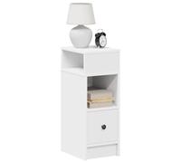 Owoxanthellate Comodino bianco 25 x 31 x 66 cm, materiale in legno con cassetto e scomparti aperti, design moderno, struttura robusta, comodino per camera da letto, soggiorno e corridoio