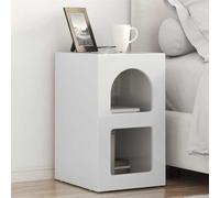 Owoxanthellate Comodino bianco lucido, 29,5 x 35 x 50 cm, in legno con 2 ripiani, tavolino moderno per camera da letto, corridoio e soggiorno