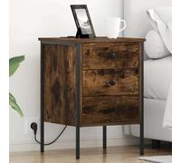 Owoxanthellate Comodino con base di ricarica, 42 x 41 x 61 cm, moderno in legno con cassetto, gambe in acciaio, robusto, durevole, per camera da letto, soggiorno, corridoio