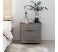 Owoxanthellate Comodino HAMAR in legno di pino massiccio, grigio chiaro, 40 x 35 x 44,5 cm, design moderno con 2 cassetti, robusto e durevole, per camera da letto, soggiorno