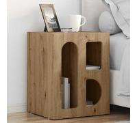 Owoxanthellate Comodino in rovere Artisan, 40 x 35 x 50 cm, in legno, moderno comodino con 3 ripiani, sottile e robusto, per piccola camera da letto, corridoio, tavolino con scomparto segreto