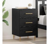 Owoxanthellate Comodino nero effetto rovere 40 x 40 x 66 cm con 3 cassetti, robusto materiale in legno, moderno tavolino per camera da letto, corridoio e camera degli ospiti