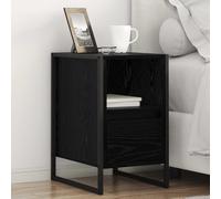 Owoxanthellate Comodino nero rovere 39,5 x 30 x 50 cm, design industriale con 2 cassetti, struttura in acciaio, moderno tavolino per camera da letto, corridoio