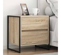 Owoxanthellate Comodino Sonoma 50 x 39,5 x 50 cm in robusto legno con 2 cassetti, design industriale chic, design moderno, robustezza e durata per camera da letto, corridoio e soggiorno