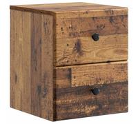Owoxanthellate Comodino sospeso da parete, effetto legno anticato, 34,5 x 33 x 40 cm, con 2 cassetti e vano portaoggetti, moderno comodino sospeso, per camera da letto