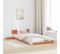 Owoxanthellate Cornice in legno per letto singolo, 90 x 200 cm, con comodino, moderna, marrone, set completo, salvaspazio, per camera da letto, camera degli ospiti, camera dei ragazzi