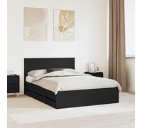 Owoxanthellate Cornice per letto moderna, 160 x 200 cm, colore nero, con cassetti segreti, in robusto legno ingegneri, per camera da letto e camera degli ospiti