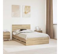 Owoxanthellate Cornice per letto Sonoma in rovere 193 × 123 × 90 cm, design moderno con scomparti segreti, materiale in legno robusto per camera da letto