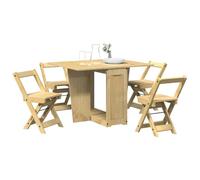 Owoxanthellate Corona - Set di 5 tavoli da pranzo a farfalla, allungabili, 114 x 92 x 75 cm, in legno di pino e cera di miele marrone