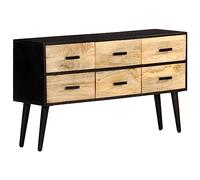 Owoxanthellate Credenza 110 x 33 x 64 cm in legno massello di mango con 6 cassetti, base in ferro verniciato a polvere, design moderno, robusta e salvaspazio per soggiorno, camera da letto, corridoio