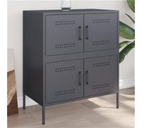 Owoxanthellate Credenza antracite 68 × 39 × 79 cm in acciaio dall'aspetto industriale, design moderno con 4 scomparti, robusta e durevole per soggiorno, camera da letto o corridoio