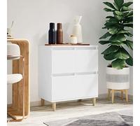 Owoxanthellate Credenza bianca, 60 x 35 x 70 cm, in legno con legno di eucalipto, moderno e sottile, molto spazio per soggiorno, camera da letto, corridoio