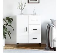 Owoxanthellate Credenza bianca lucida, 69,5 x 34 x 90 cm, in legno con 3 cassetti, 2 scomparti e piedini in metallo, moderna per corridoio, soggiorno e camera da letto